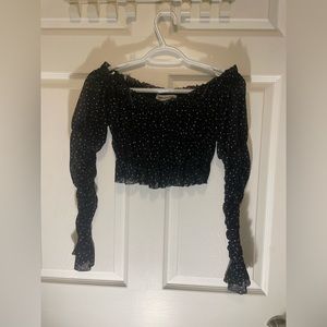 sheer black and white polka top